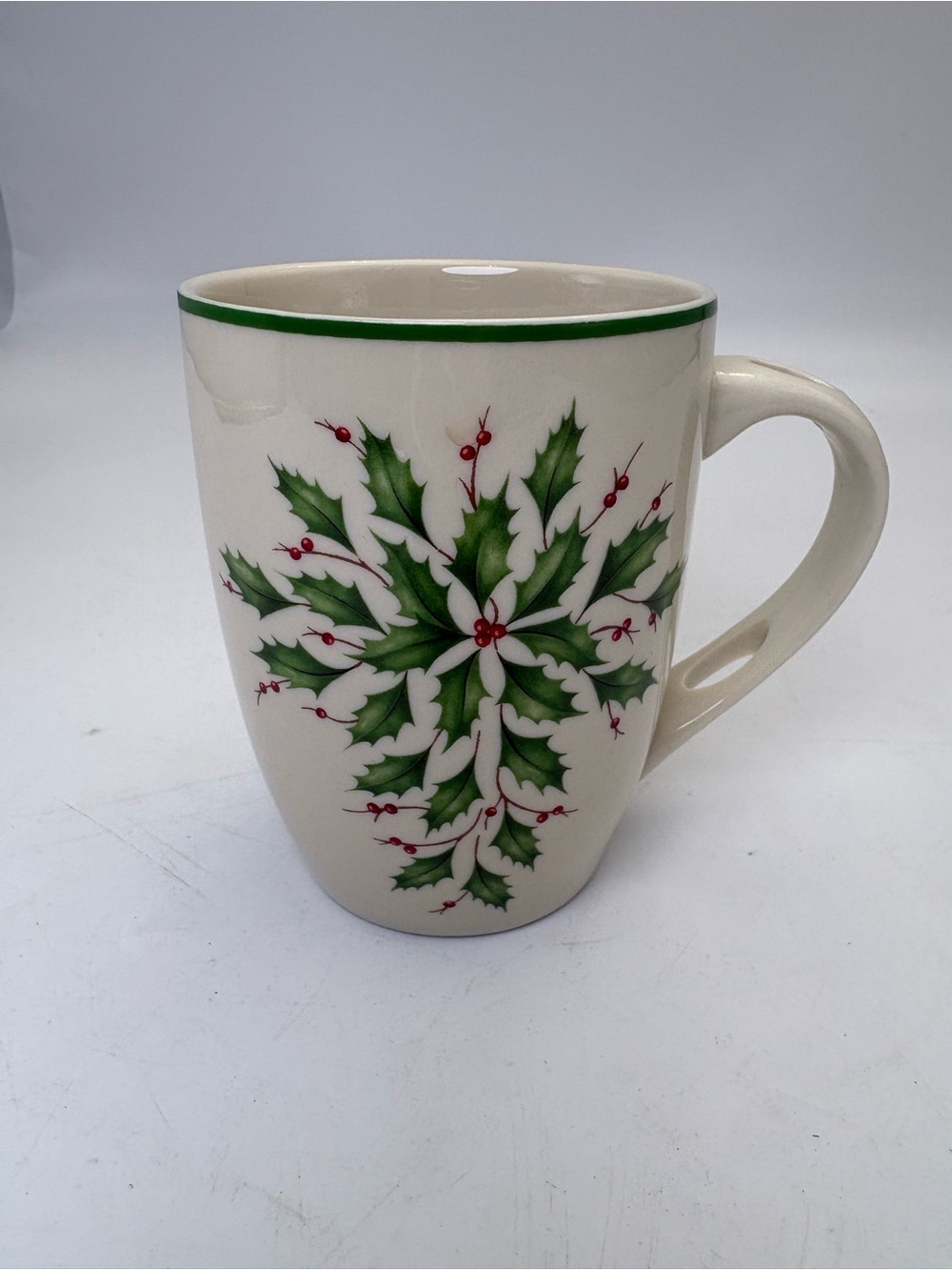 Lenox Holiday Porcelain Mug in Holly Berry Pattern